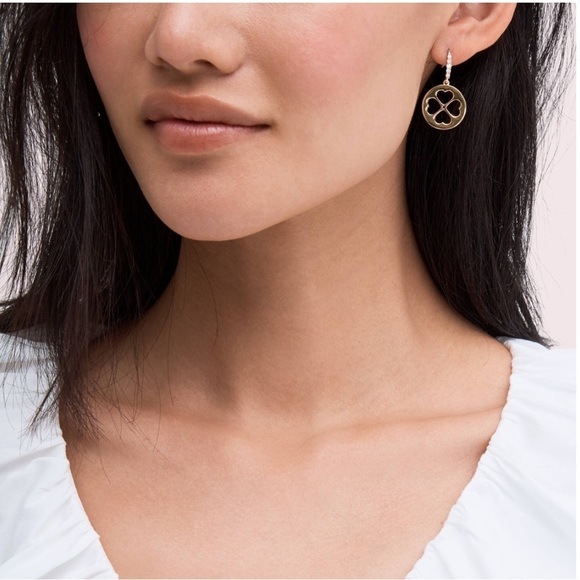 NWT KATE SPADE ♠️ SYMBOLS SPADE FLORAL DROP EARRINGS - Picture 4 of 8